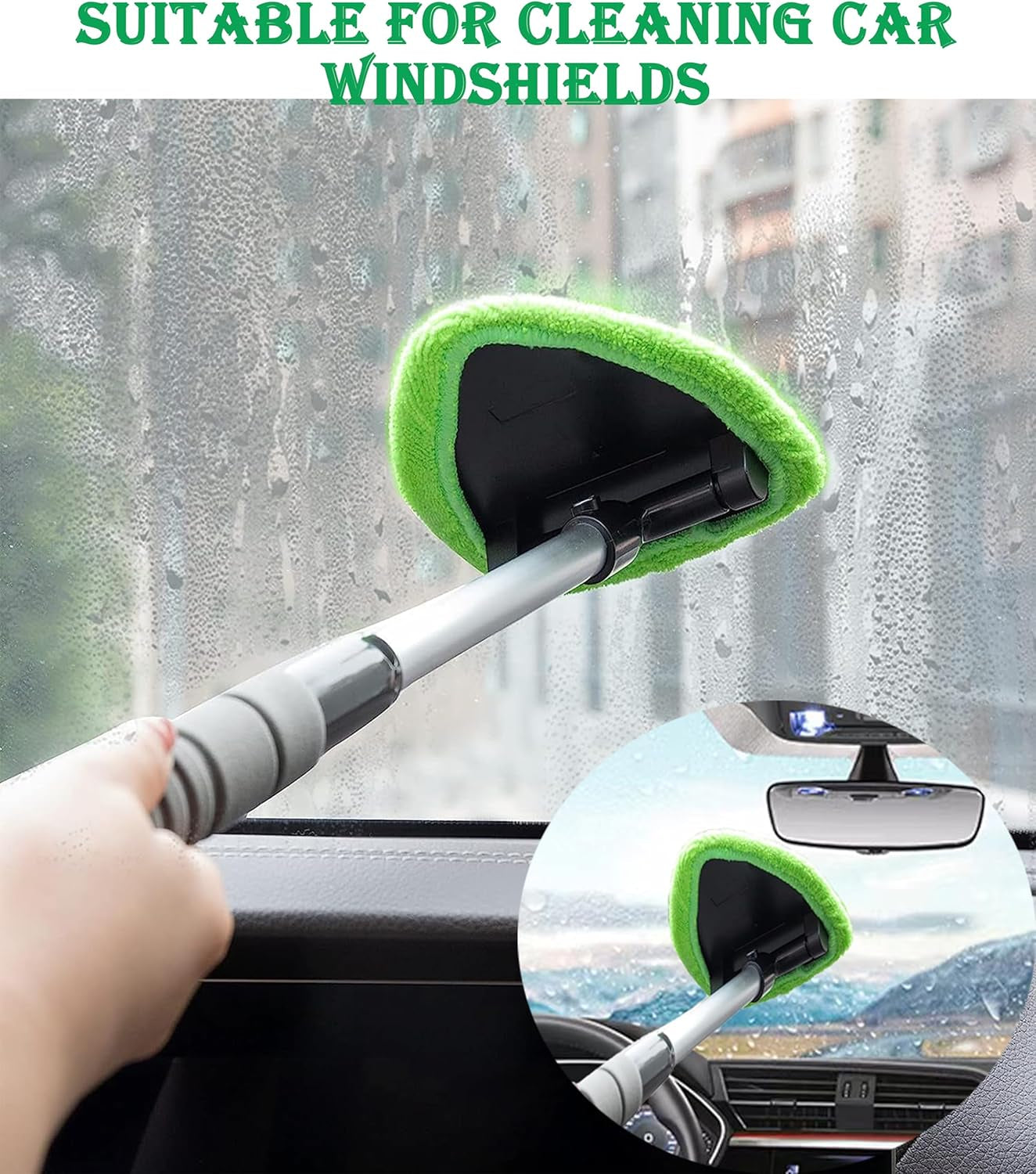 Car Detailing Kit-Car Wash Kit-Detailing Brush Set- Cleaning Kits with Windshield Cleaner and Wash Sponge-Car Interior Cleaning Kit-Car Cleaning Supplies for Windows, Dashboard, Air Vents (Green)