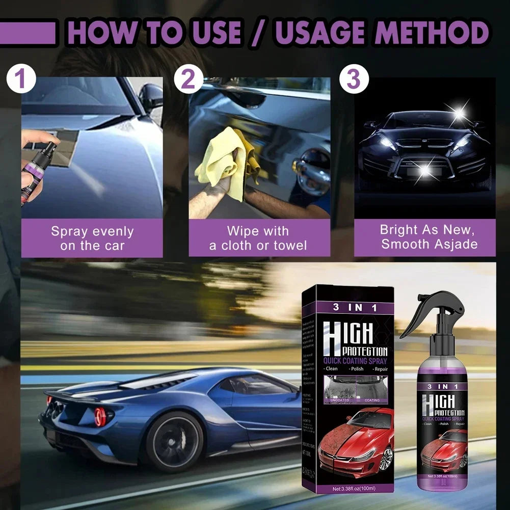 3 in 1 Car Ceramic Coating Spray Auto Nano Ceramic Coating Car Exterior Scratch Restorer Ceramic Spray Coating