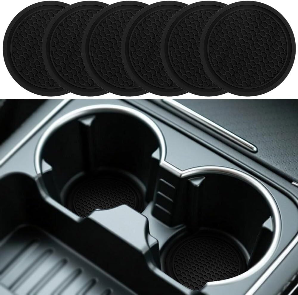 6 Stück Auto Getränkehalter Untersetzer, 7Cm Universal Auto Getränkehalter Einsatz, Anti-Rutsch Stoßfeste Cup Halter Einsatz Für Kaffeebecher Getränke Tasse (Schwarz)