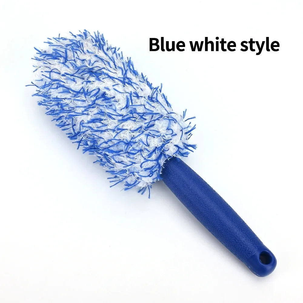 Car Wash Super Brush Plush Premium Wheels Brush Non-Slip Handle Easy to Cleaning Rims Spokes Wheel Barrel Car Detailing