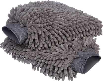 Car Wash Mitt, 2PACK Chenille Microfiber Wash Mitt, Scratch-Free & Lint-Free, Rich Foam, Highly Absorbent, Double Sided, Wash Mi