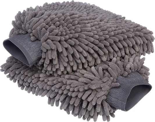 Car Wash Mitt, 2PACK Chenille Microfiber Wash Mitt, Scratch-Free & Lint-Free, Rich Foam, Highly Absorbent, Double Sided, Wash Mi