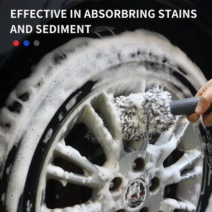 Car Wash Super Brush Plush Premium Wheels Brush Non-Slip Handle Easy to Cleaning Rims Spokes Wheel Barrel Car Detailing