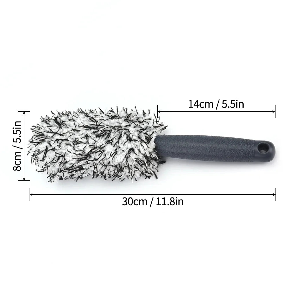 Car Wash Super Brush Plush Premium Wheels Brush Non-Slip Handle Easy to Cleaning Rims Spokes Wheel Barrel Car Detailing