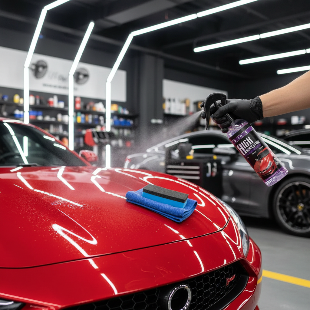 Spray auf Motorhaube